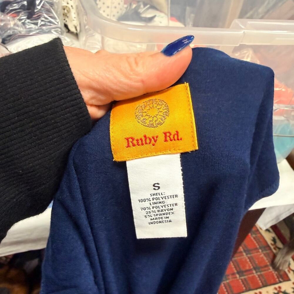 Ruby Rd. Boho Navy and Red Patterned Women's Top - Picture 3 of 3